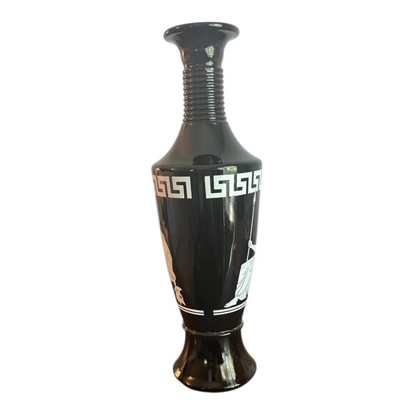 Jim Beam 1958 Black Roman Decanter 12" Tall With Greek Key Design & White Figure - Picture 2 of 7